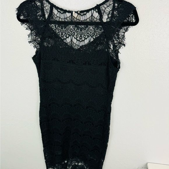 Free‎ People Intimately Black Peek a Boo Lace Dress Small - Picture 7 of 9